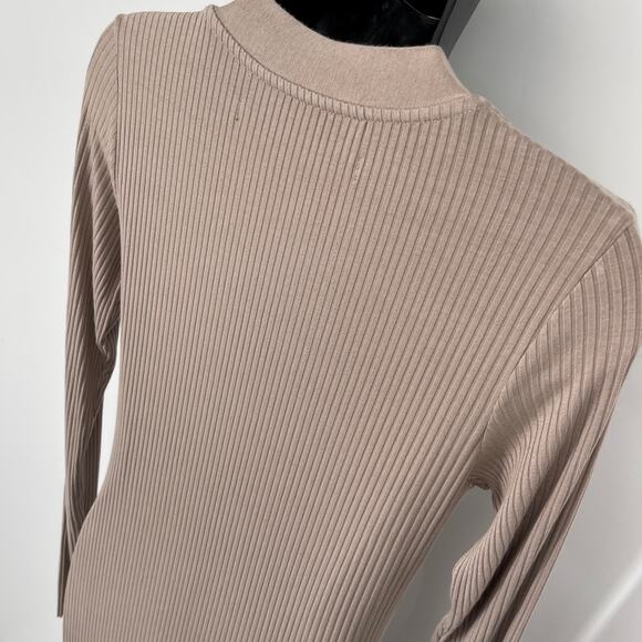 Enza Costa Womens Viscose Rib Cardigan Midi Long Sleeve Dress NEW Sz S Oatmeal - Picture 6 of 10